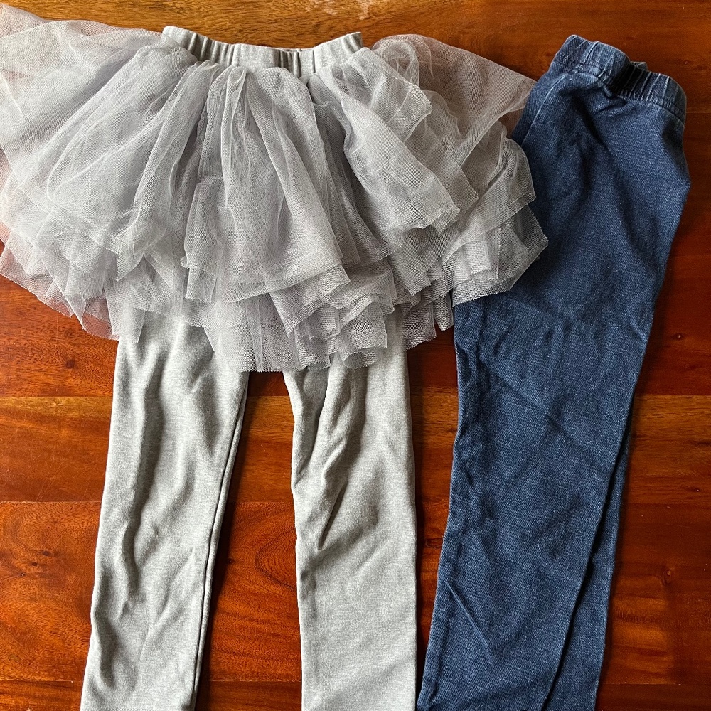 Toddler girl tulle skirt leggings, Hanna Andersson denim legging